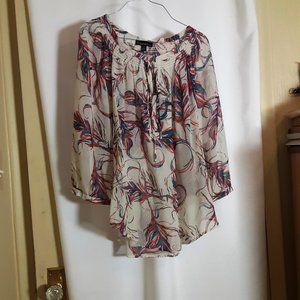 Signature Studio, Contemporary Style, Sheer Floral Blouse Size Large